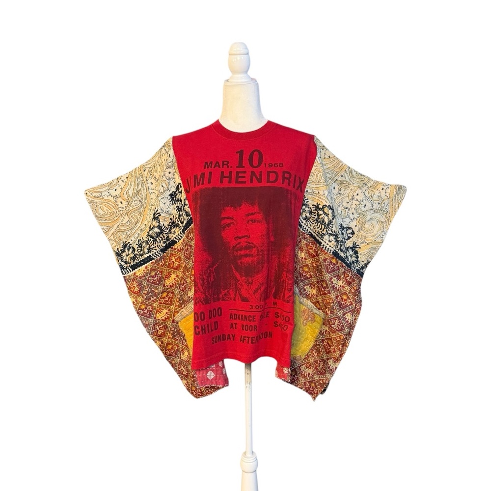 Handcrafted Upcycled JIMI HENDRIX Kantha Tunic with Pockets NWT One Size - Picture 3 of 7